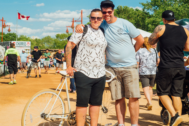 two people and a bike at the forks